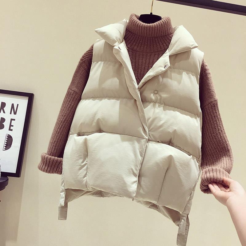 羽绒棉马甲女秋冬短款韩版立领学生加厚宽松棉衣服坎肩面包服马夹