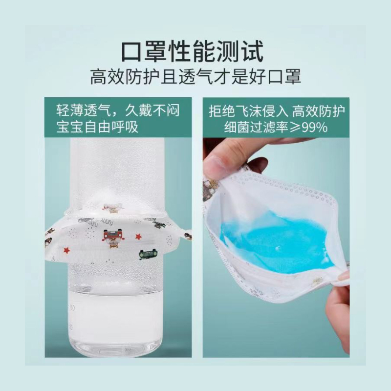 3D儿童立体防护口罩卡通图案柳叶型鱼嘴口罩3到12女男童小孩宝宝专用