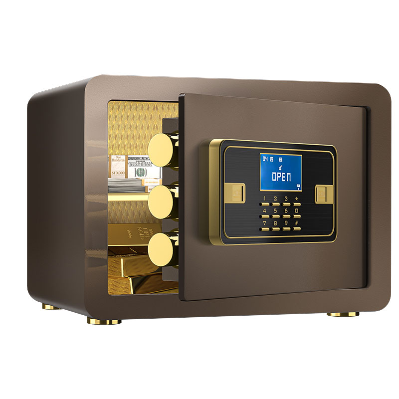 臻远ZY-NW-BXGS-11全钢实心保险柜办公防盗保险箱 高30cm咖色电子款