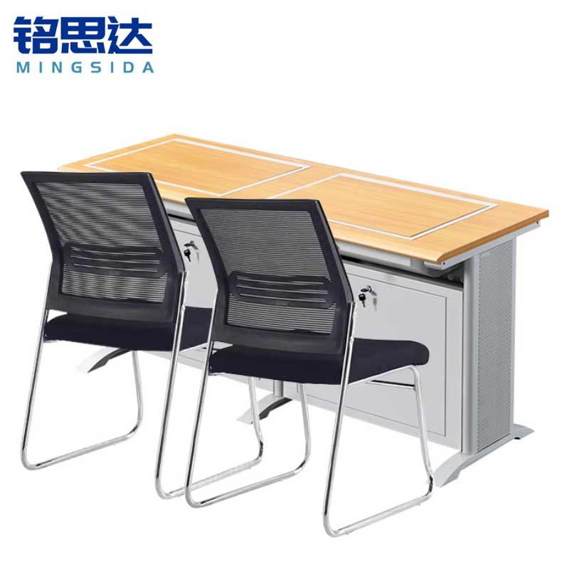 铭思达翻转电脑桌双人位含椅套高清大图