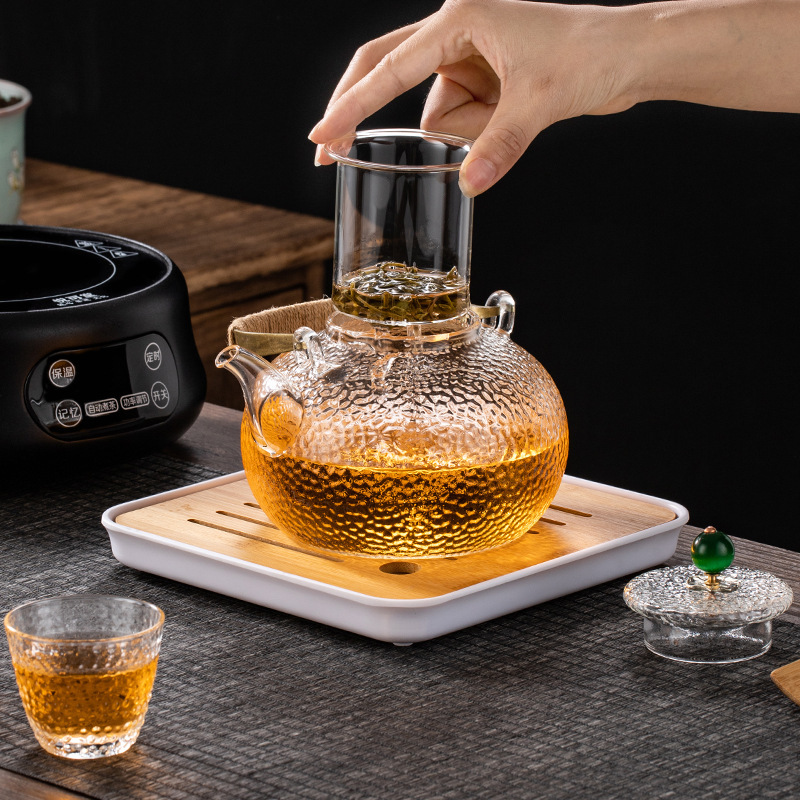 猫眼锤纹壶(700ml) 耐高温玻璃烧水壶提梁锤纹泡茶养生高硼硅透明煮茶器电陶炉煮茶壶