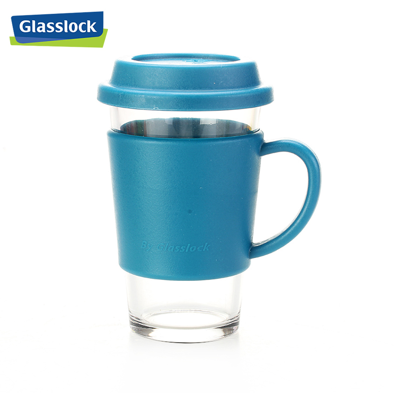 三光云彩(GLASSLOCK) 韩国进口玻璃水杯办公室钢化玻璃耐热茶水杯带把手500ml便携男女学生杯子