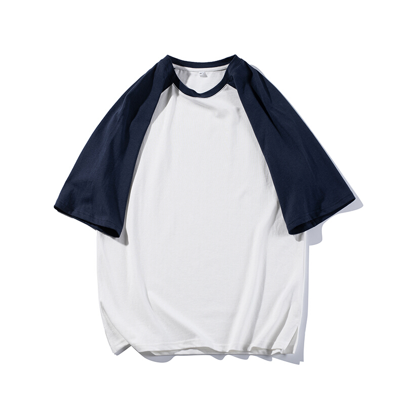 梵克公牛日系平铺图 男插肩袖t恤宽松休闲半袖纯色百搭撞色短袖a161a