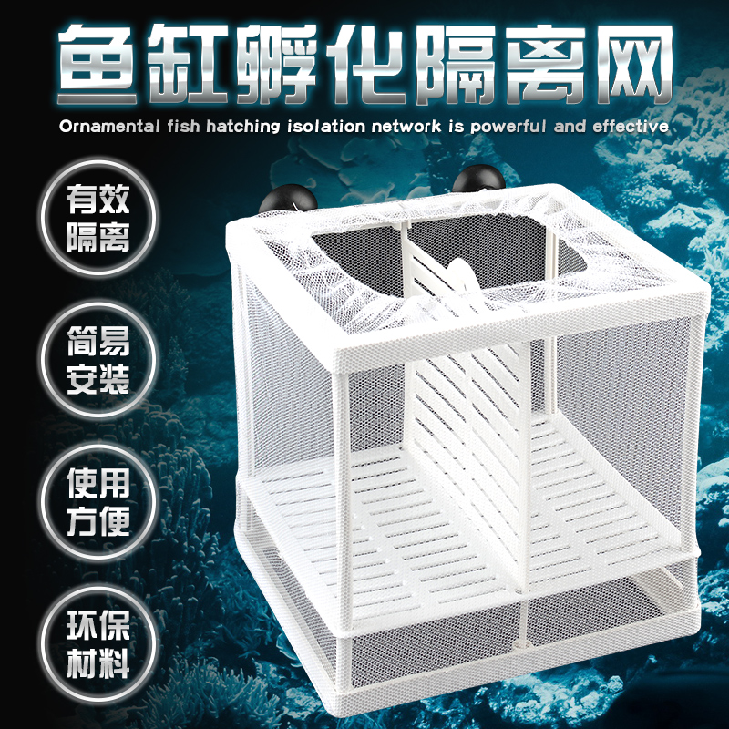 鱼缸隔离盒幼鱼孔雀凤尾繁殖专用细网水族隔离网孵化箱高清大图