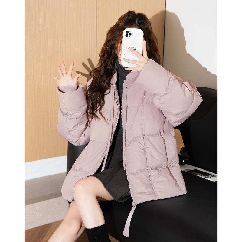 [2.5折价331元]唐狮女士冬装紫色羽绒服女甜美休闲网红风小个子短款面包服