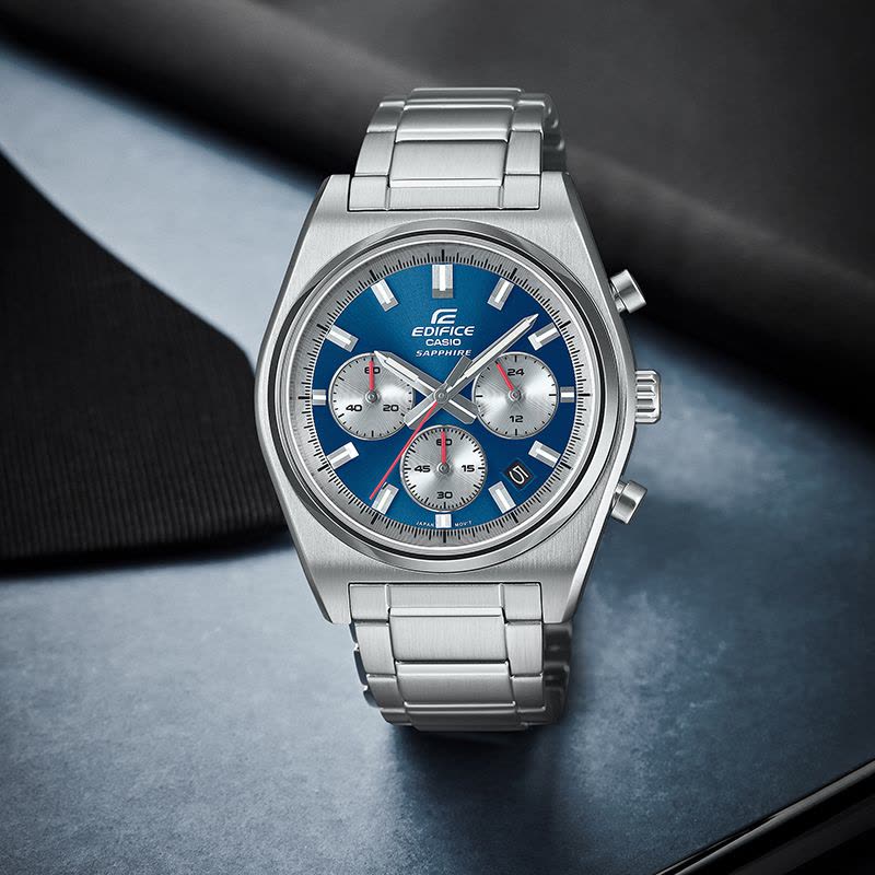 卡西欧旗舰店手表男正品Edifice限量商务简约三针蓝宝石镜面钢带防水男士电子日韩石英表 男EFB-730D图片