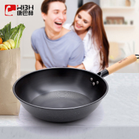 康巴赫精铸铁精铁炒锅不粘锅炒菜锅平底锅具32cm 平底锅家用电磁炉燃气灶明火通用