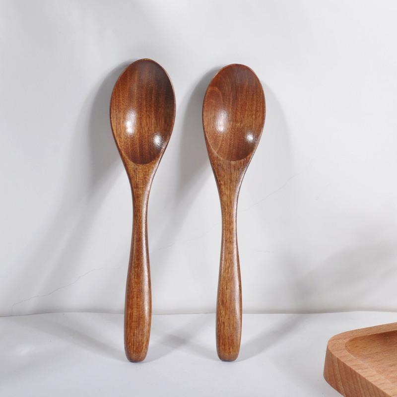 复古日式木勺大小实木汤勺调羹木质儿童咖啡手工蜂蜜餐具勺子刻字小