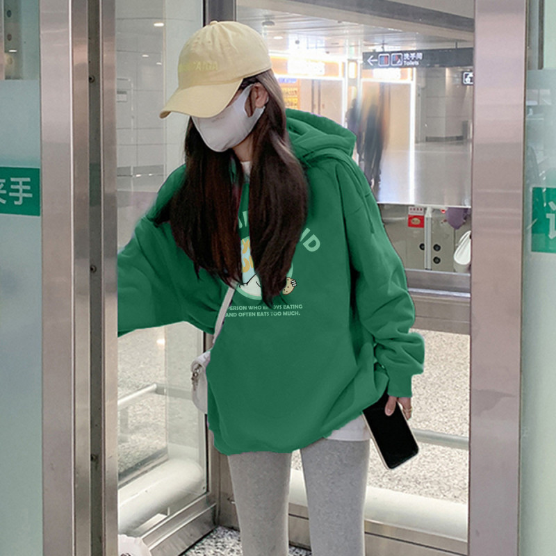 唐狮秋冬季卫衣女韩版宽松连帽加绒可爱印花俏皮可爱百搭