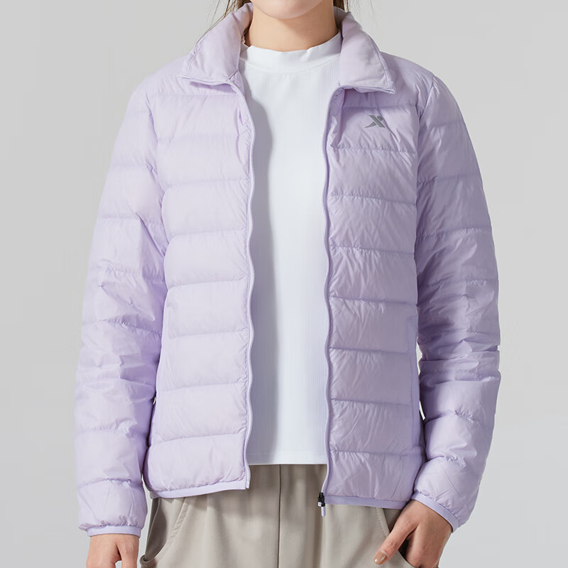 特步(XTEP)女装新款防风轻薄时尚潮流立领保暖运动羽绒服 976428190030豆皮色