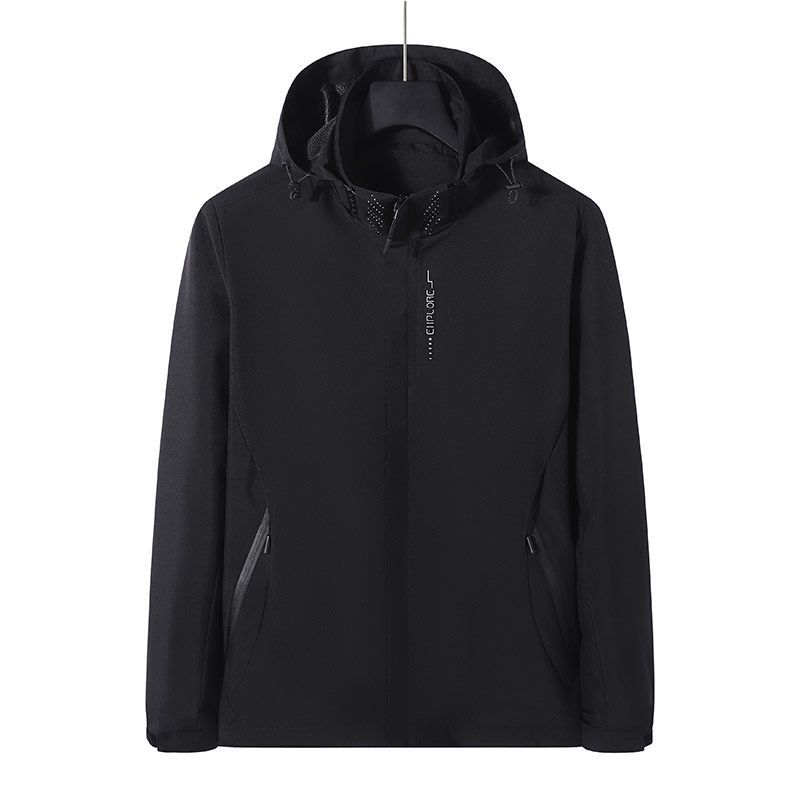 冲锋衣男士春秋薄款休闲外套防风防水透气户外登山服女 男款黑色 女款M（90-100斤）