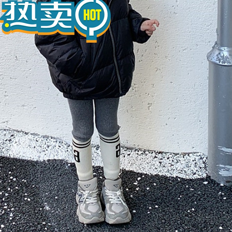 绿彩虹光女童加绒打底裤春秋冬款外穿2023新款2岁3加厚4洋气5宝宝儿童裤子