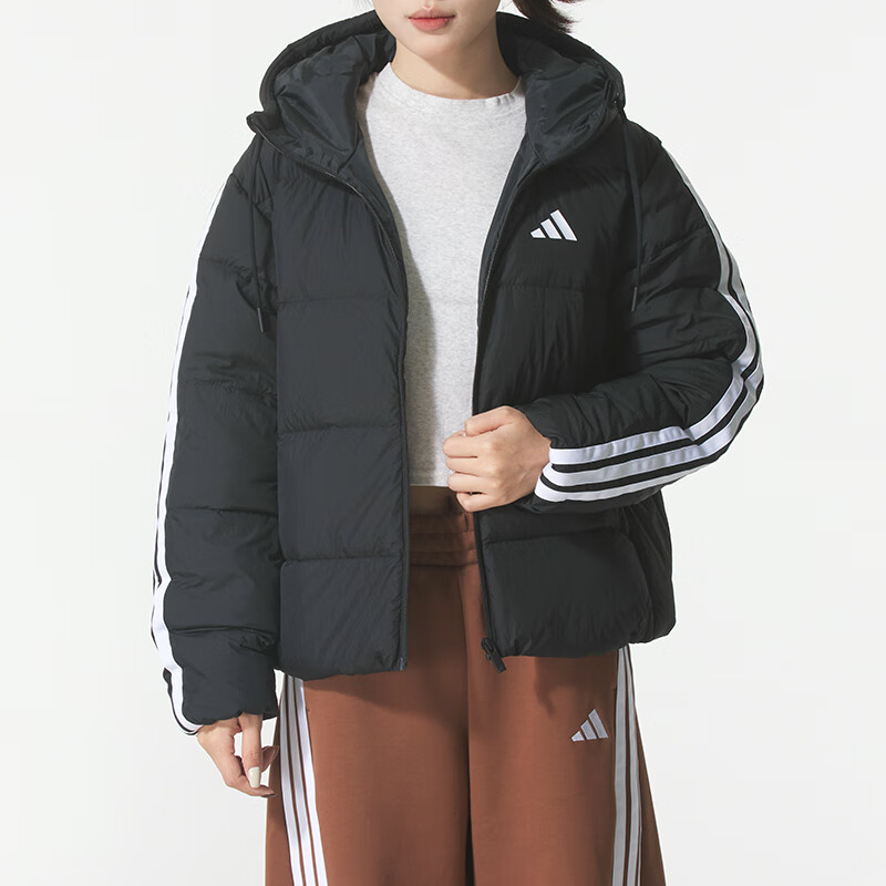 阿迪达斯 (adidas)羽绒服女装新款户外连帽日常简约运动休闲保暖短款外套KH3979 ZP高清大图