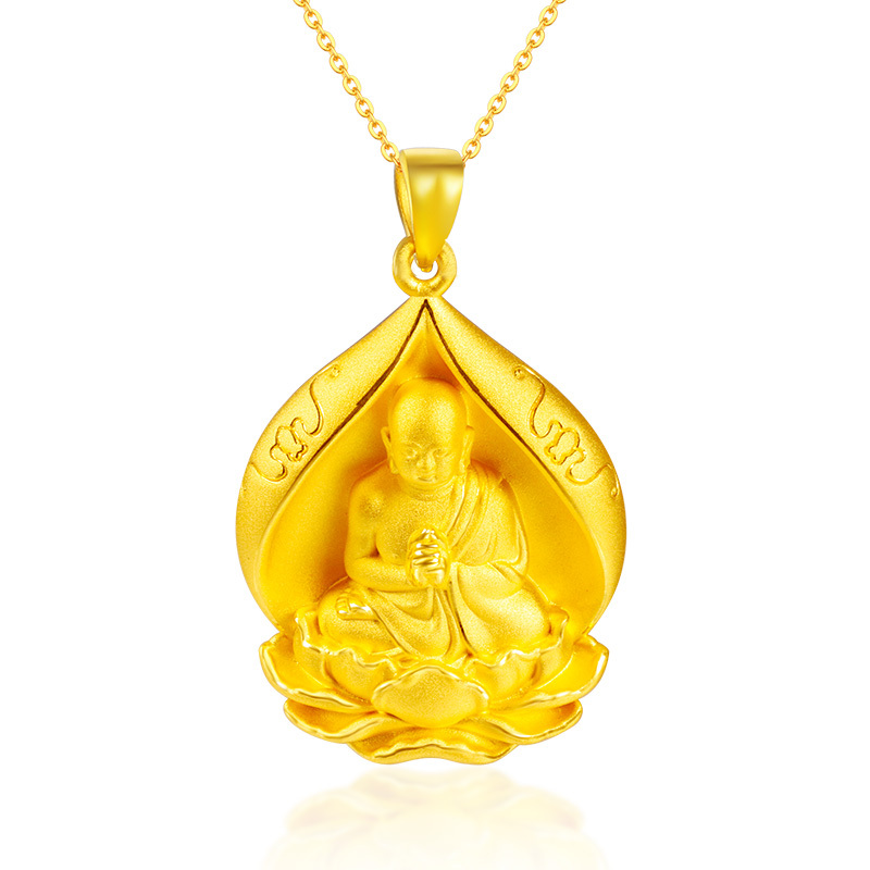 黄金码头3d硬金如来佛吊坠佛光普照足金999平安坠子节日老婆爱人