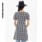 [1件5折价:99.5]美特斯邦威格纹连衣裙女夏季时尚校园风高腰黑色女士裙子