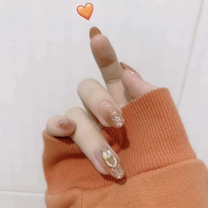 美甲贴片 穿戴甲 甲片成品 假指甲盖长款 穿戴甲片 假指甲盖成品 透紫中长