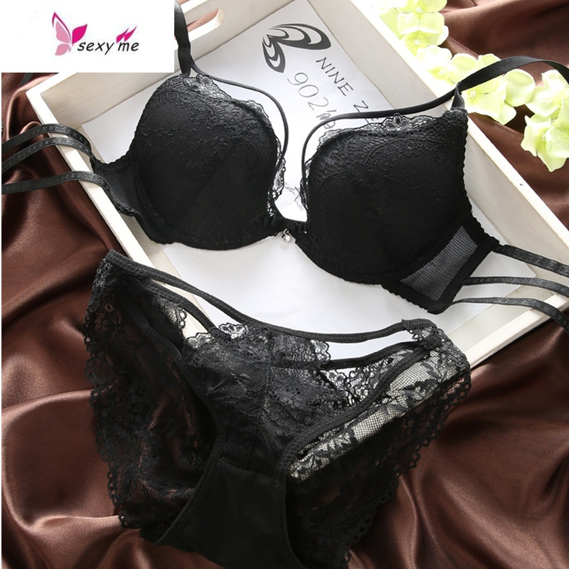 日系w杯白色蕾丝镂空美背少女内衣薄款性感聚拢内衣文胸 文胸套装