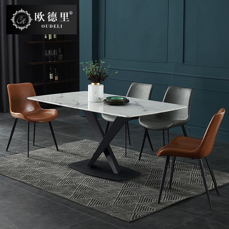 大理石茶几客厅组合现代简约小户型家用意式极简工业风家具碳素钢图片