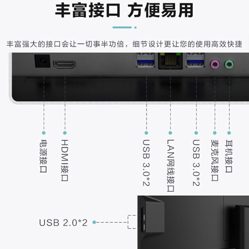 联想(Lenovo)来酷 2488一体机台式机电脑23.8英寸(N100 8G 256G Windows11) 黑高清大图