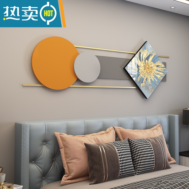 敬平现代轻奢卧室床头装饰画主卧挂画客厅房间背景墙壁画酒店宾馆墙画装饰画 床头金箔花 整体120*43cm适合1.5-2米墙铝合金+MDF板拼套