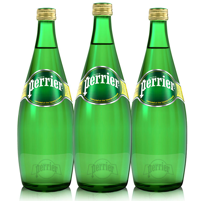 巴黎水(Perrier) 含气天然矿泉水 原味 750ml*12瓶 法国进口