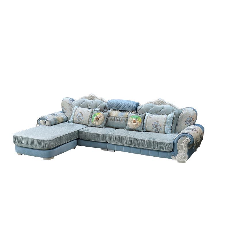 欧式沙发布艺组合客厅奢华大小户型转角贵妃布艺沙发简欧套装家具图片