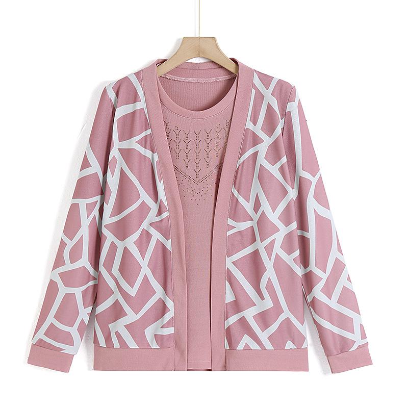 阔太太春秋洋气针织衫中年女装早秋上衣两件套中老年妈妈秋装套装_511高清大图