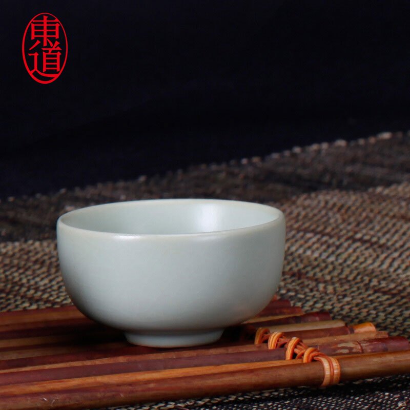 东道 汝窑 青瓷陶瓷套装茶具 天龙天乐壶组 一壶三杯 开片可养 天青色高清大图