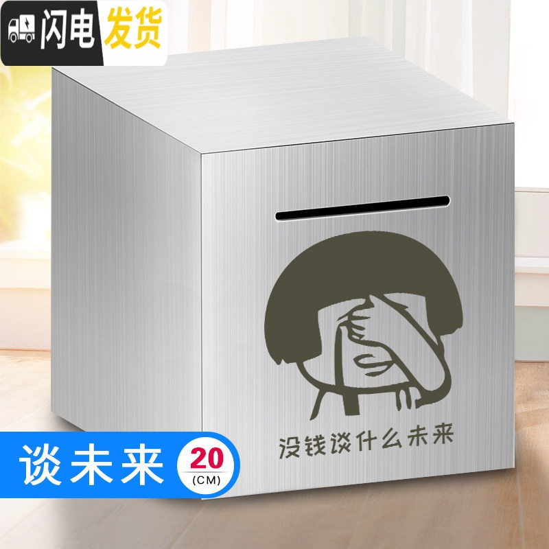 三维工匠存钱罐不可取只进不出成容量网红创意抖音打不开的储蓄不锈钢 20厘米-谈未来