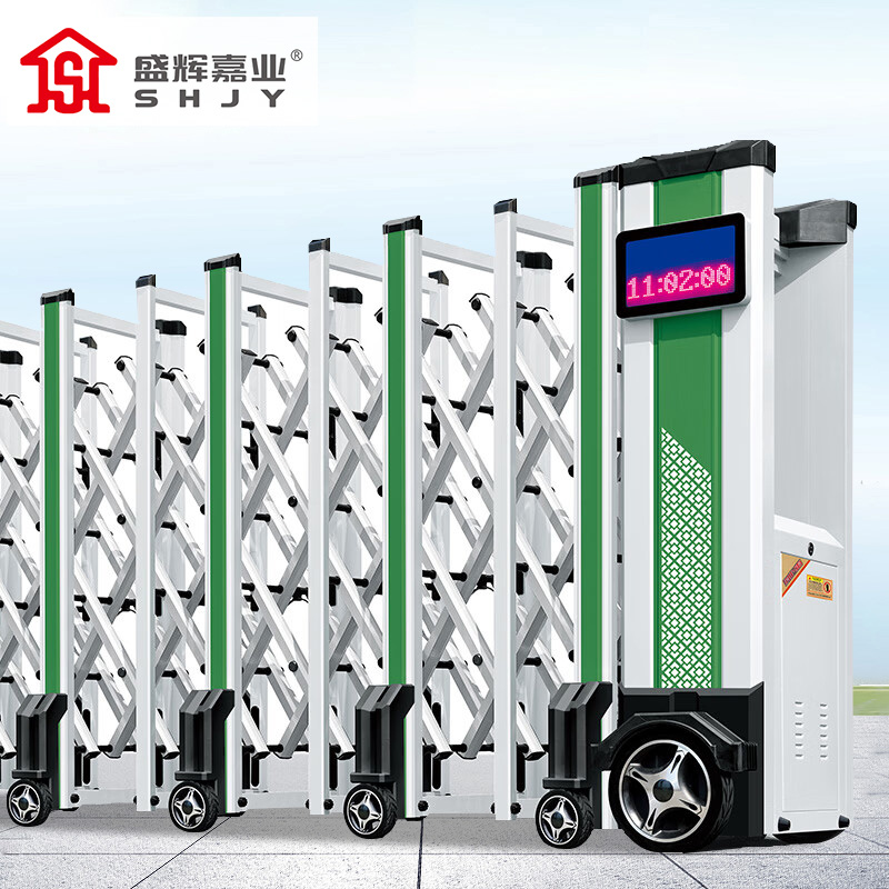 盛辉嘉业 智能 电动伸缩门自动折叠不锈钢遥控工厂学校无轨电动大门高清大图