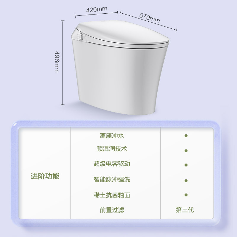 九牧(JOMOO)苏宁自营官方智能马桶ZS490停电冲水黑科技感应自动冲水家用一体机新款马桶坐便器S490(包送包装)
