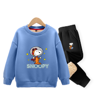 史努比(SNOOPY)儿童套装童装加绒男女中大童冬季新款圆领卫衣运动套装TZTYY2S127