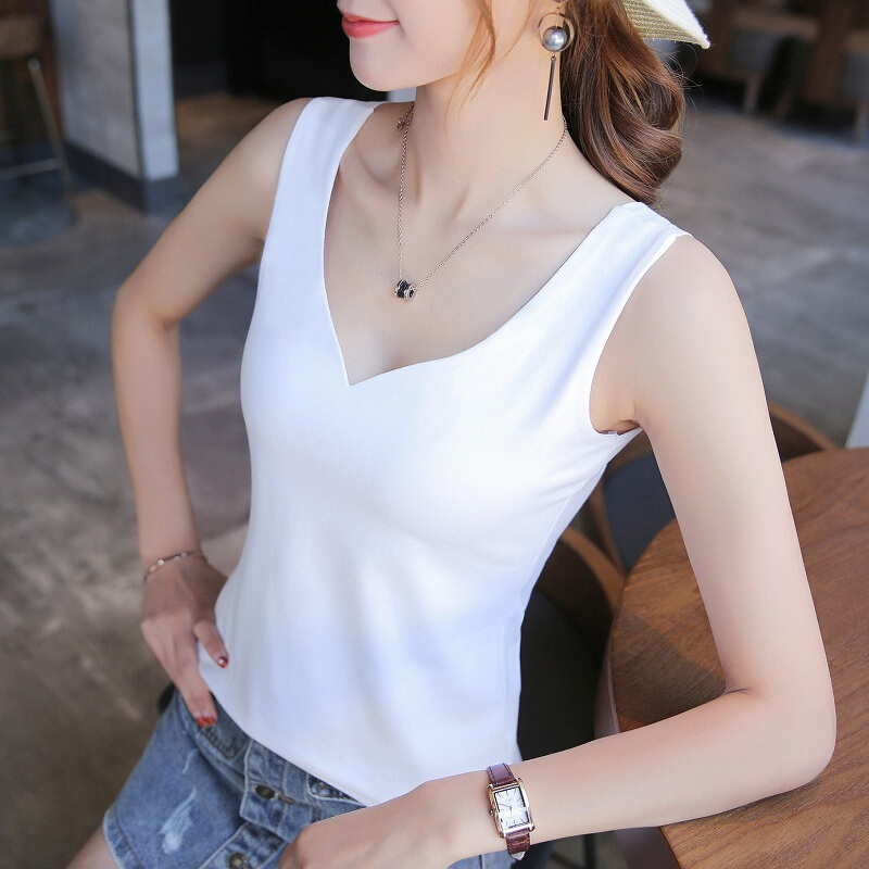 小吊带潮领棉黑白色背心吊带女士贴身大码无痕修身春夏内搭外穿打底衫