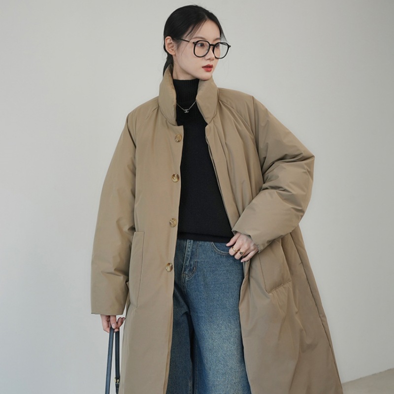 2025年新款棉服女冬中长款韩版宽松大被子加厚棉衣棉袄过膝外套潮 卡其色 L