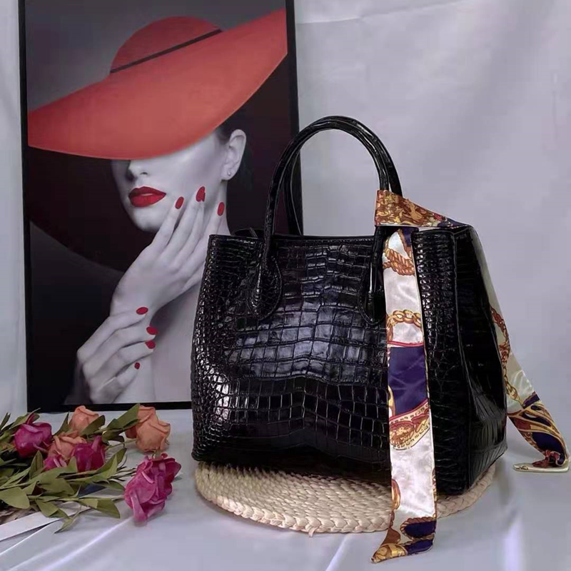 pordi泰国鳄鱼皮女包真皮手提包大包奢侈品时尚气质手拎包单肩包手提