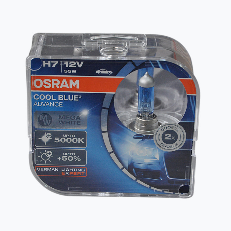 欧司朗(OSRAM)汽车车灯升级卤素大灯炫亮系列H7远光灯近光灯汽车灯泡前大灯 5000K色温 光色增白