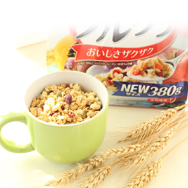 日本进口 卡乐比calbee富果乐水果麦片原味袋装 380g