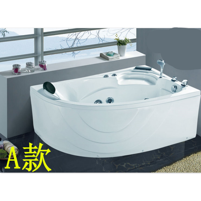 三角形浴缸亚克力家用独立式冲浪按摩恒温加热浴缸扇形浴盆1.5米B款五件套冲浪按摩配置(左裙)波迷娜BOMINA高清大图