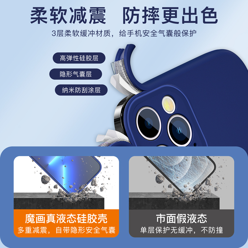 魔画(MOHUA)苹果13手机壳iphone13pro保护套13promax新款女mini高级感防摔液态硅胶男超火ins