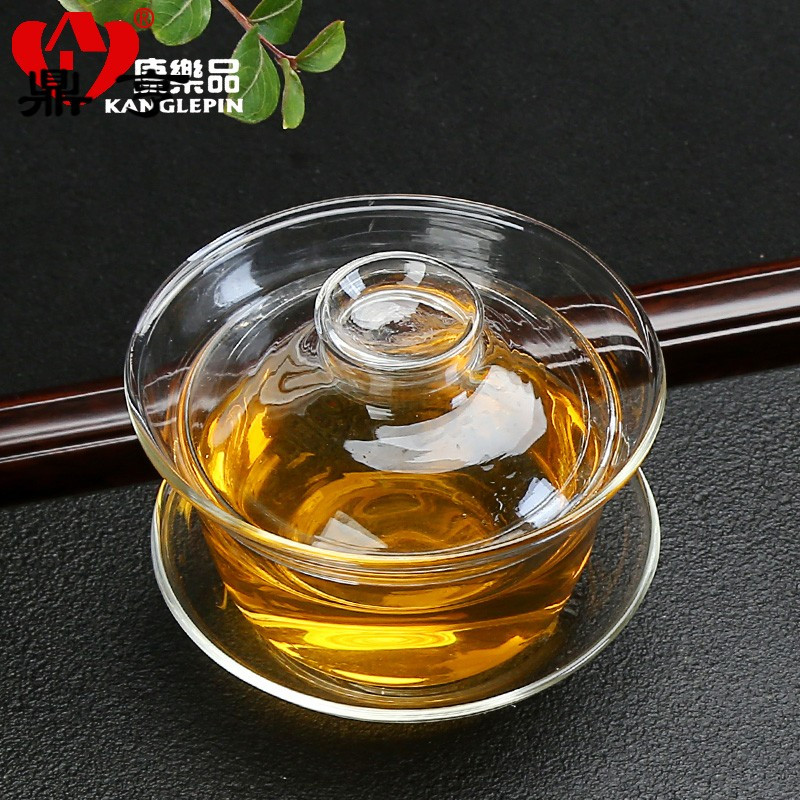 鼎亨透明玻璃盖碗茶杯功夫茶具泡茶杯壶耐热家用加厚三才盖碗茶道