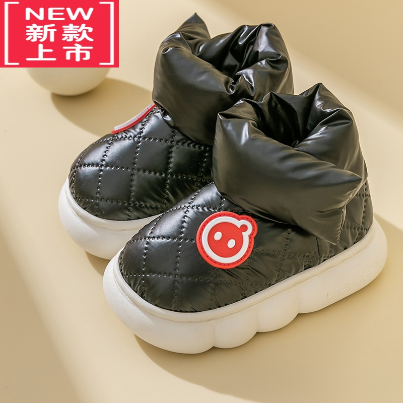 可莉允冬季儿童雪地靴男童加绒加厚中筒棉靴女宝宝棉鞋短靴保暖小孩防水