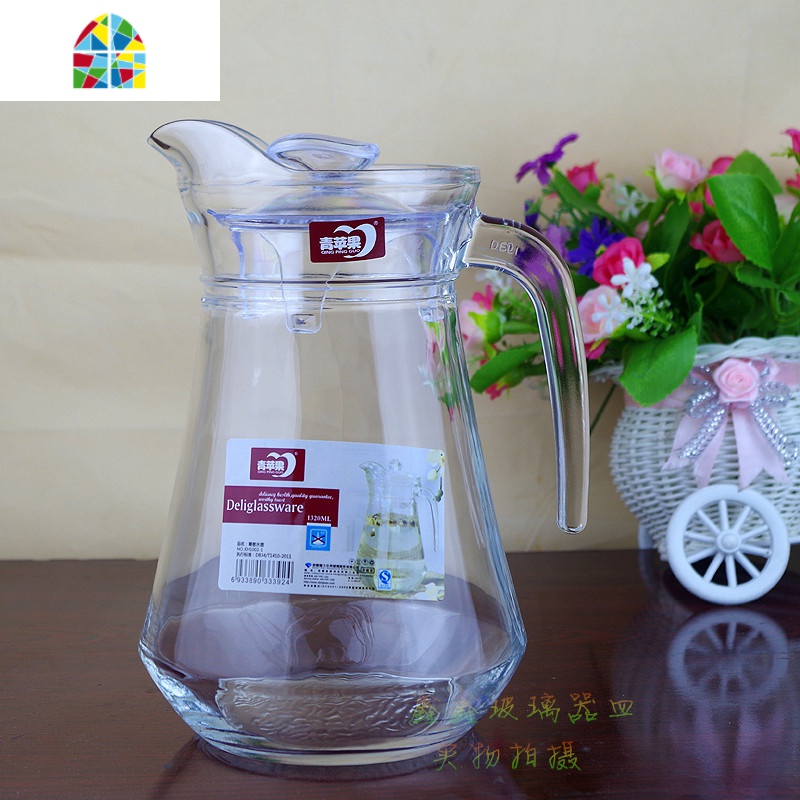 透明耐热玻璃冷凉水壶八角大容量果汁饮料茶水杯鸭嘴壶 FENGHOU 0.95L八角壶_544