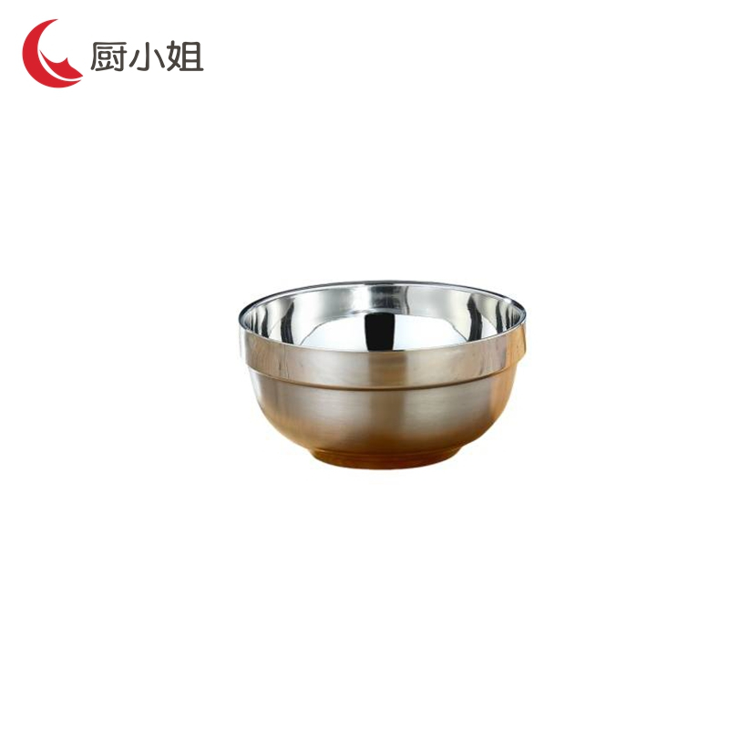 厨小姐 双层真空铂金加厚防烫304不锈钢碗 16CM /个