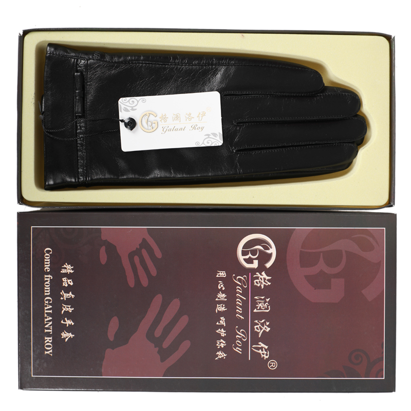 格澜洛伊 山羊皮加绒加厚保暖真皮手套GR-87005 女式均码 双高清大图