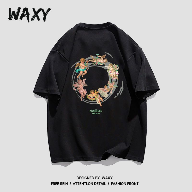 WAXY夏季新款纯棉T恤女美式hiphop短袖女学生宽松嘻哈甜辣上衣ins