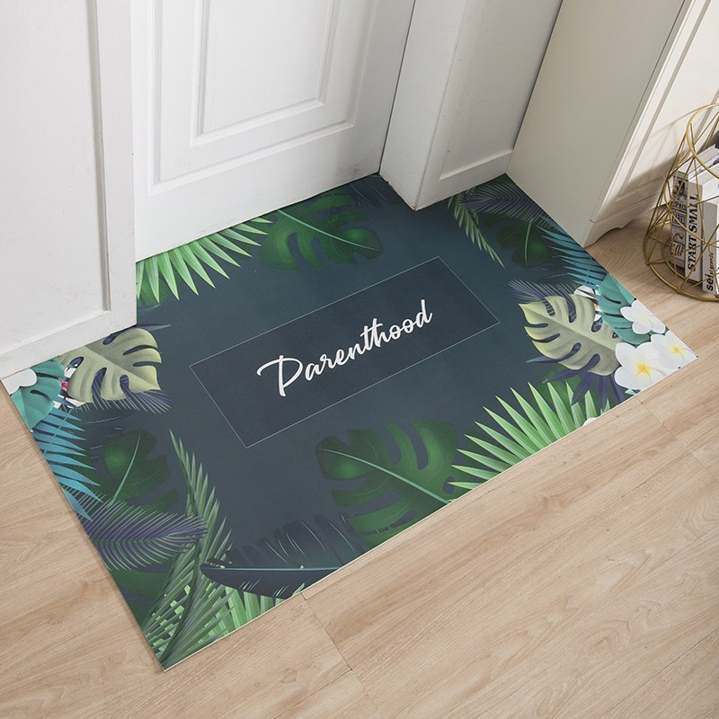 家柏饰(CORATED)地毯垫进入户地垫口家用脚踏垫北欧厅垫pvc防滑 可裁剪 绿意馨香 120*140cm