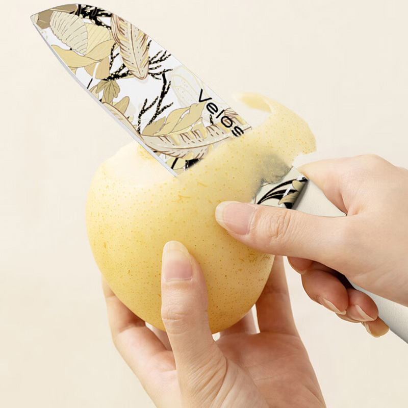 温仑山水果刀持久锋利一刀多用不锈钢水果刀白桃杏VE055高清大图