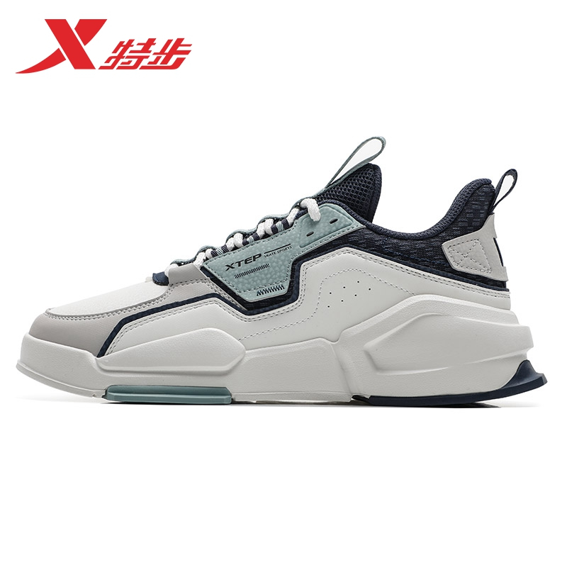 特步男鞋板鞋男新款皮面休闲鞋子官方正品潮鞋鞋