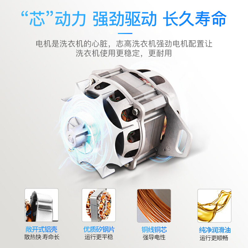志高(CHIGO)9公斤全自动洗衣机 小型迷你 家用租房波轮洗衣机 带甩干脱水 蓝光智能风干高清大图