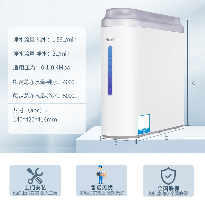 海尔(Haier)净水机HRO600C-WU1家用直饮双膜净化600G大通量智能反渗透六级复合滤芯WIFI智控纯净双出水高清大图